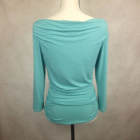 Tommy Bahama Teal Off Shoulder Ruched Long Sleeve Top Size Sm - Picture 3 of 8